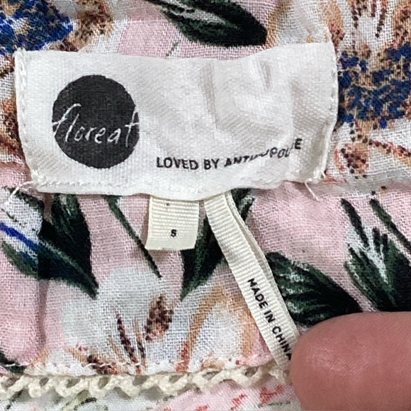 Anthropologie Florets Paisley Sleep Robe Eyelet Lace Romantic Pastel Size Small - Picture 5 of 16